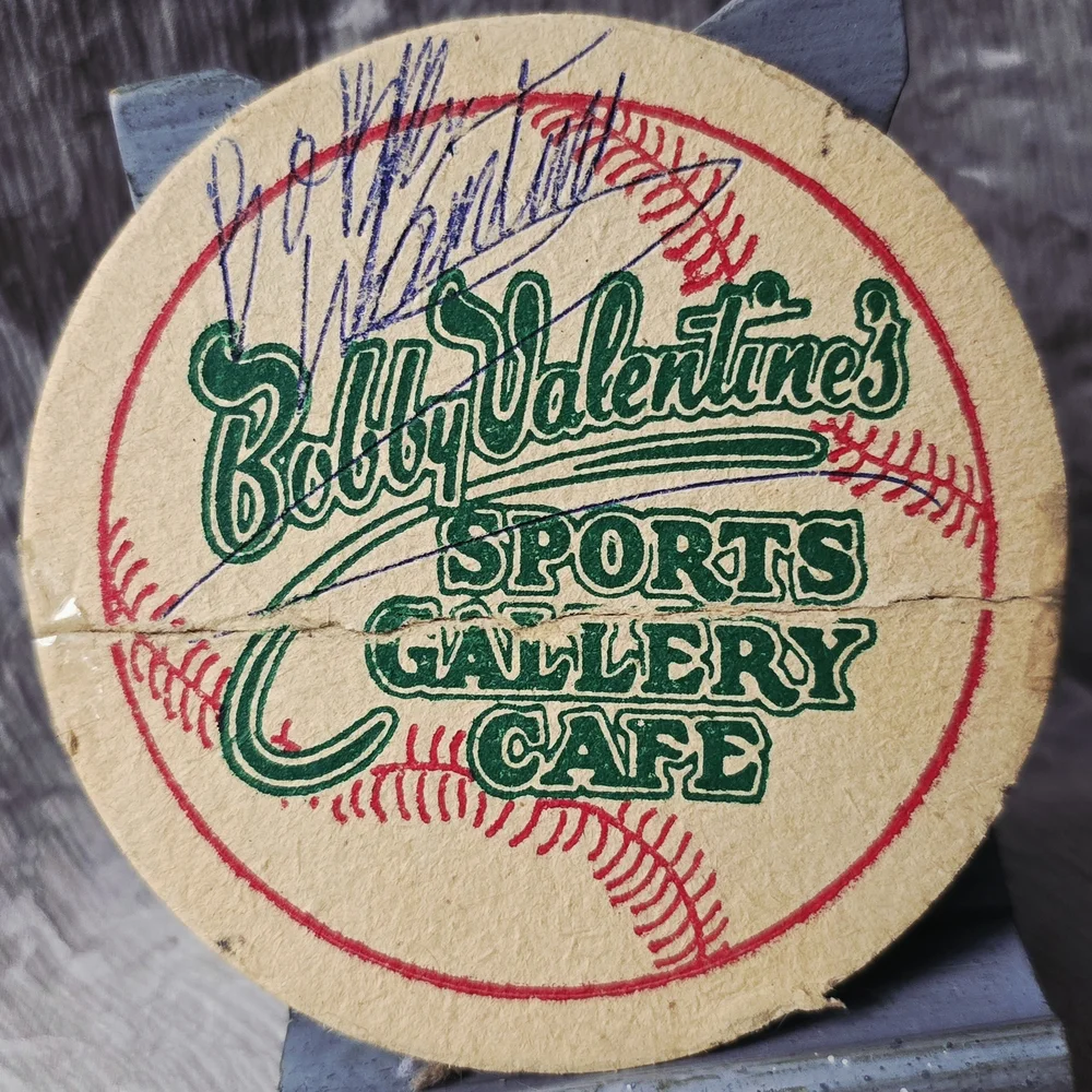 COMING SOON Vintage Bobby Valentine Autographed Sports Gallery Cafe Coaster